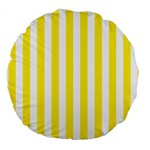 Vertical Stripes - White and Canary Yellow Large 18  Premium Round Cushion