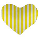 Vertical Stripes - White and Canary Yellow Large 19  Premium Flano Heart Shape Cushion