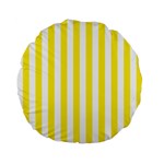 Vertical Stripes - White and Canary Yellow Standard 15  Premium Flano Round Cushion