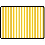 Vertical Stripes - White and Deep Lemon Yellow Fleece Blanket (Large) (One Side)