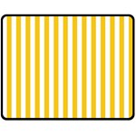 Vertical Stripes - White and Deep Lemon Yellow Double Sided Fleece Blanket (Medium) (Two Sides)