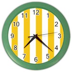 Vertical Stripes - White and Deep Lemon Yellow Color Wall Clock