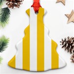 Vertical Stripes - White and Deep Lemon Yellow Ornament (Christmas Tree)