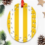 Vertical Stripes - White and Deep Lemon Yellow Ornament (Bell) Ornament (Oval Filigree)