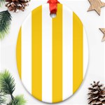 Vertical Stripes - White and Deep Lemon Yellow Oval Ornament (Two Sides)