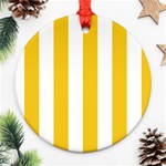 Vertical Stripes - White and Deep Lemon Yellow Round Ornament (Two Sides)