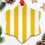 Vertical Stripes - White and Deep Lemon Yellow Snowflake Ornament (Two Sides)