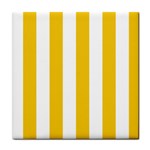 Vertical Stripes - White and Deep Lemon Yellow Tile Coaster