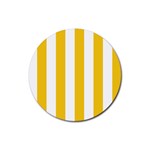 Vertical Stripes - White and Deep Lemon Yellow Rubber Coaster (Round)