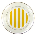 Vertical Stripes - White and Deep Lemon Yellow Porcelain Plate