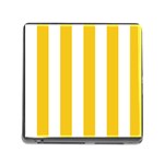 Vertical Stripes - White and Deep Lemon Yellow Memory Card Reader (Square)