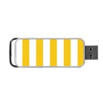 Vertical Stripes - White and Deep Lemon Yellow Portable USB Flash (One Side)