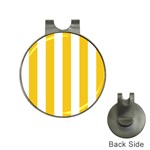 Vertical Stripes - White and Deep Lemon Yellow Golf Ball Marker Hat Clip