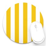 Vertical Stripes - White and Deep Lemon Yellow Round Mousepad