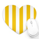 Vertical Stripes - White and Deep Lemon Yellow Heart Mousepad