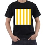 Vertical Stripes - White and Deep Lemon Yellow Men s T-Shirt (Black)