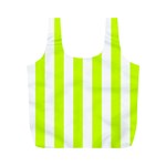 Vertical Stripes - White and Fluorescent Yellow Full Print Recycle Bag (M)