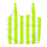 Vertical Stripes - White and Fluorescent Yellow Full Print Recycle Bag (L)