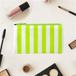 Vertical Stripes - White and Fluorescent Yellow Canvas Cosmetic Bag (XS)