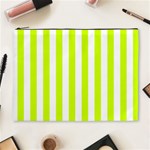 Vertical Stripes - White and Fluorescent Yellow Cosmetic Bag (XL)