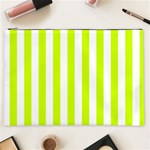 Vertical Stripes - White and Fluorescent Yellow Cosmetic Bag (XXL)