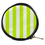 Vertical Stripes - White and Fluorescent Yellow Mini Makeup Bag