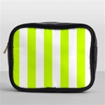 Vertical Stripes - White and Fluorescent Yellow Mini Toiletries Bag (One Side)