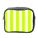 Vertical Stripes - White and Fluorescent Yellow Mini Toiletries Bag (Two Sides)