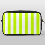 Vertical Stripes - White and Fluorescent Yellow Toiletries Bag (One Side)