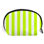 Vertical Stripes - White and Fluorescent Yellow Accessory Pouch (Large)