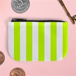 Vertical Stripes - White and Fluorescent Yellow Mini Coin Purse