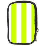 Vertical Stripes - White and Fluorescent Yellow Compact Camera Leather Case