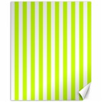 Vertical Stripes - White and Fluorescent Yellow Canvas 11  x 14 