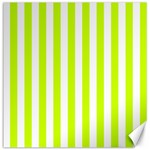 Vertical Stripes - White and Fluorescent Yellow Canvas 12  x 12 