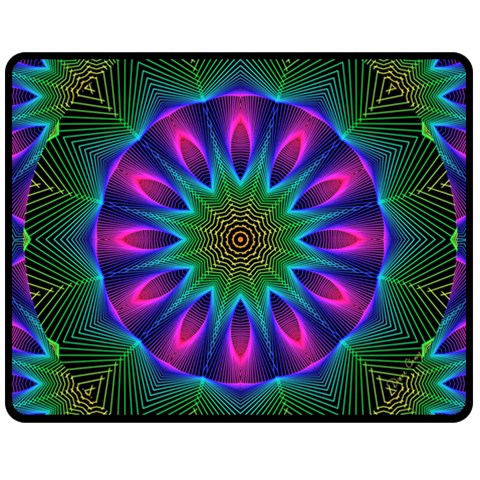 Star Of Leaves, Abstract Magenta Green Forest Fleece Blanket (Medium)  from ArtsNow.com 60 x50  Blanket Front