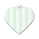 Vertical Stripes - White and Pale Green Dog Tag Heart (One Side)