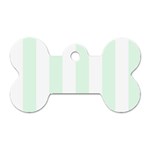 Vertical Stripes - White and Pale Green Dog Tag Bone (One Side)