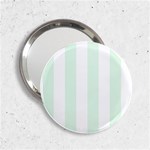 Vertical Stripes - White and Pale Green 2.25  Handbag Mirror