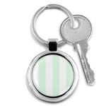 Vertical Stripes - White and Pale Green Key Chain (Round)