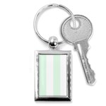 Vertical Stripes - White and Pale Green Key Chain (Rectangle)