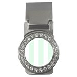 Vertical Stripes - White and Pale Green Money Clip (CZ)