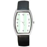 Vertical Stripes - White and Pale Green Barrel Style Metal Watch