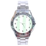 Vertical Stripes - White and Pale Green Stainless Steel Analogue Watch