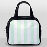 Vertical Stripes - White and Pale Green Classic Handbag (One Side)