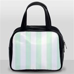 Vertical Stripes - White and Pale Green Classic Handbag (Two Sides)