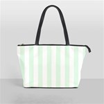 Vertical Stripes - White and Pale Green Classic Shoulder Handbag (One Side)