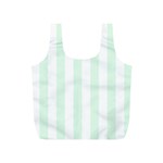 Vertical Stripes - White and Pale Green Full Print Recycle Bag (S)