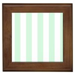 Vertical Stripes - White and Pastel Green Framed Tile