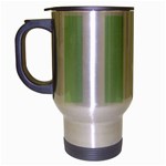 Vertical Stripes - White and Pastel Green Travel Mug (Silver Gray)