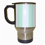 Vertical Stripes - White and Pastel Green Travel Mug (White)